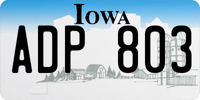 IA license plate ADP803