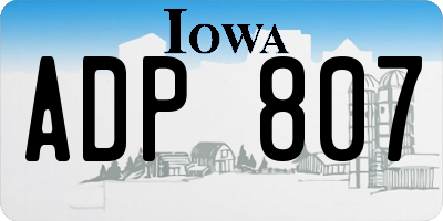 IA license plate ADP807