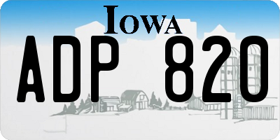 IA license plate ADP820