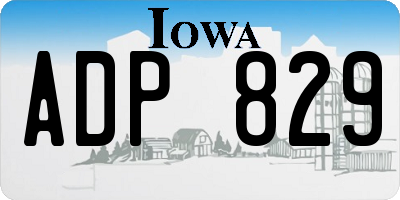 IA license plate ADP829