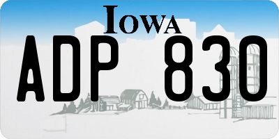IA license plate ADP830