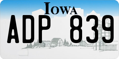 IA license plate ADP839