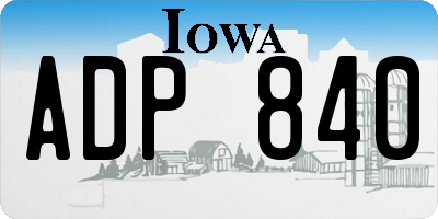 IA license plate ADP840