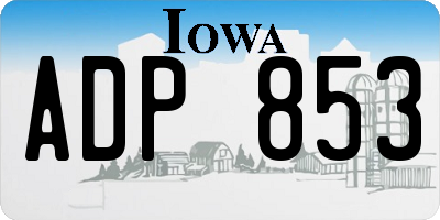 IA license plate ADP853