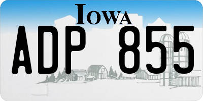 IA license plate ADP855