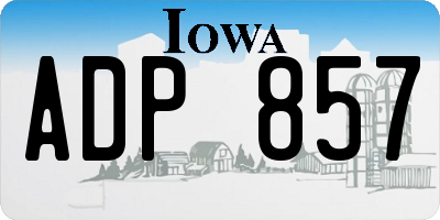 IA license plate ADP857