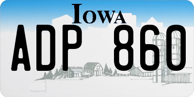 IA license plate ADP860