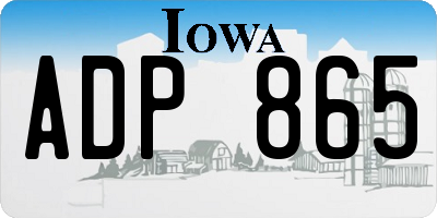 IA license plate ADP865