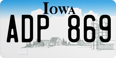 IA license plate ADP869