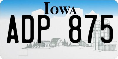 IA license plate ADP875