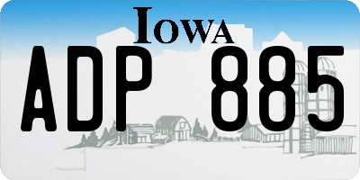IA license plate ADP885