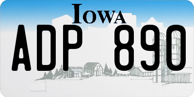 IA license plate ADP890