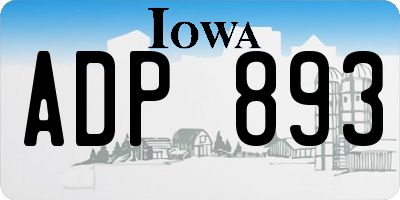 IA license plate ADP893