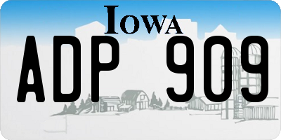 IA license plate ADP909