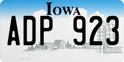 IA license plate ADP923