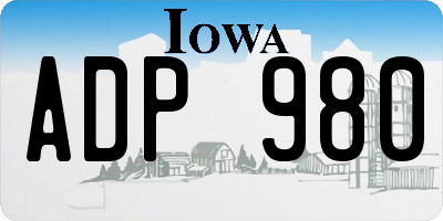 IA license plate ADP980