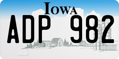 IA license plate ADP982