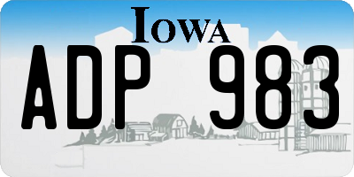 IA license plate ADP983