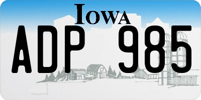 IA license plate ADP985