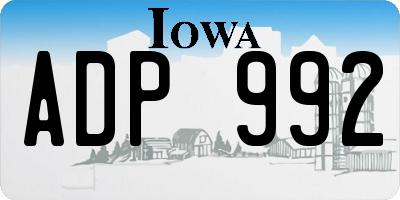 IA license plate ADP992