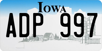 IA license plate ADP997