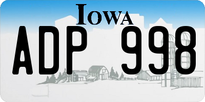 IA license plate ADP998