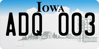 IA license plate ADQ003