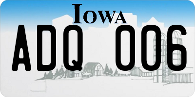 IA license plate ADQ006