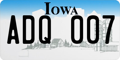 IA license plate ADQ007