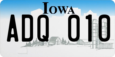 IA license plate ADQ010