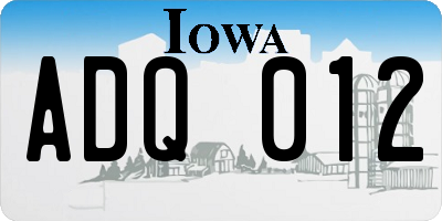 IA license plate ADQ012
