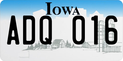 IA license plate ADQ016