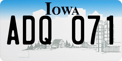 IA license plate ADQ071