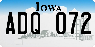 IA license plate ADQ072