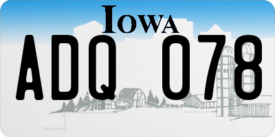 IA license plate ADQ078