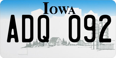 IA license plate ADQ092