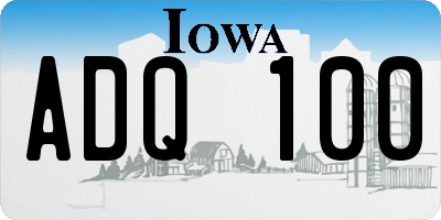IA license plate ADQ100