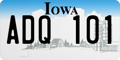 IA license plate ADQ101