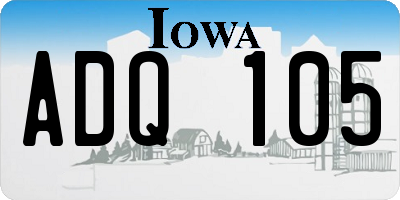 IA license plate ADQ105