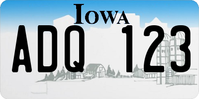 IA license plate ADQ123
