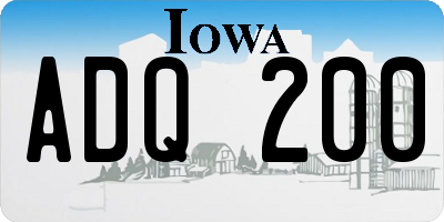 IA license plate ADQ200