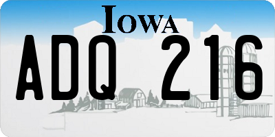 IA license plate ADQ216