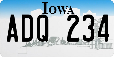 IA license plate ADQ234