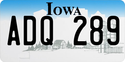 IA license plate ADQ289