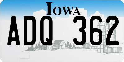 IA license plate ADQ362