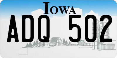 IA license plate ADQ502