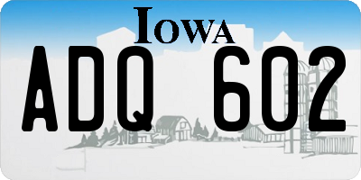 IA license plate ADQ602
