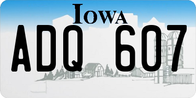 IA license plate ADQ607