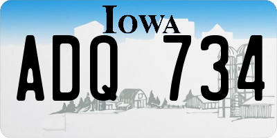 IA license plate ADQ734