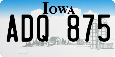 IA license plate ADQ875